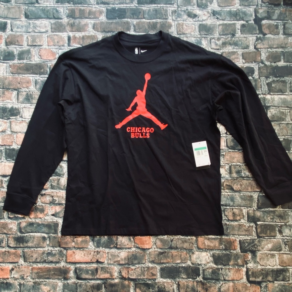 Nike Black Long Sleeve Shirt with Red Logo
